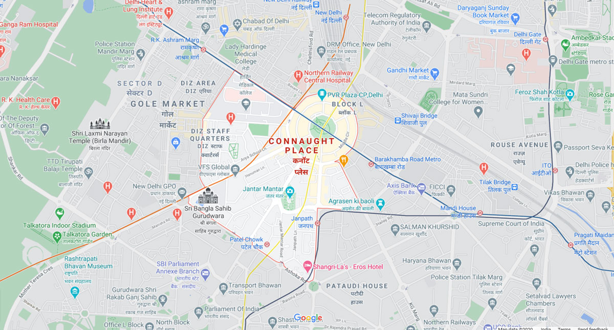 Birla Connaught Place Delhi Location Map