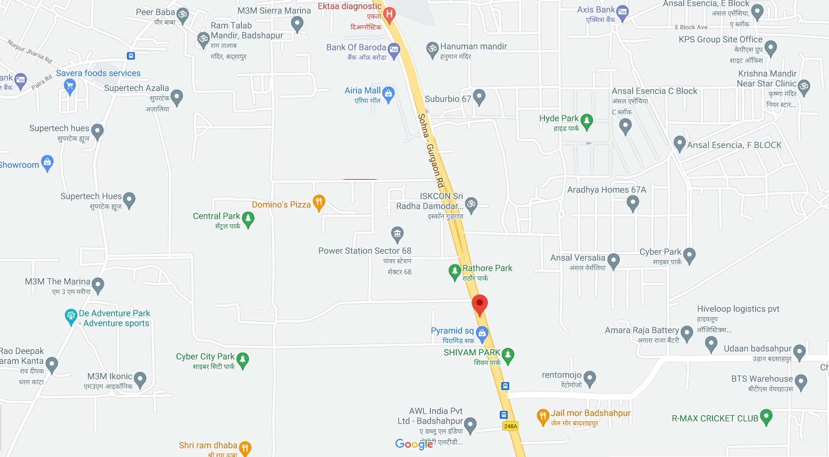 Birla Sohna Road Location Map